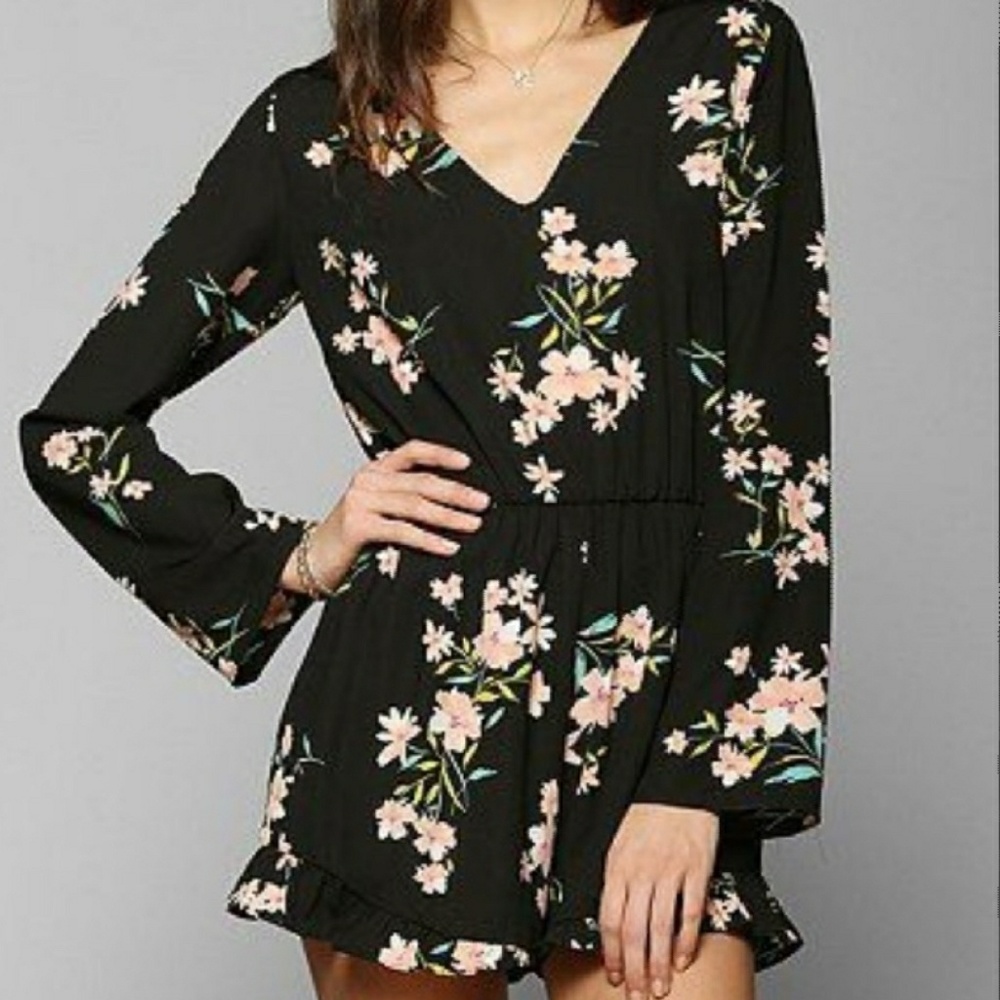 Pins and needles long sleeve floral romper